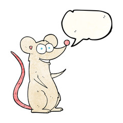 speech bubble textured cartoon happy mouse