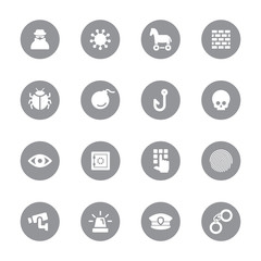 gray flat icon set 7 on circle for web design, user interface (UI), infographic and mobile application (apps)