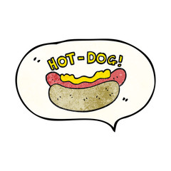 speech bubble textured cartoon hotdog