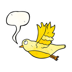 speech bubble textured cartoon bird flying