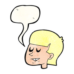 speech bubble textured cartoon man biting lip
