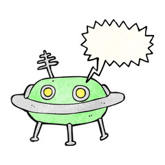 speech bubble textured cartoon alien spaceship
