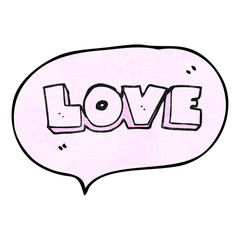 speech bubble textured cartoon word love