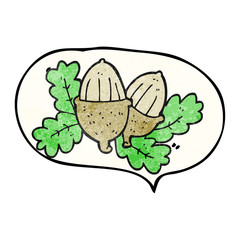 speech bubble textured cartoon acorns