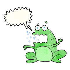speech bubble textured cartoon burping frog