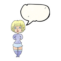 speech bubble textured cartoon happy woman