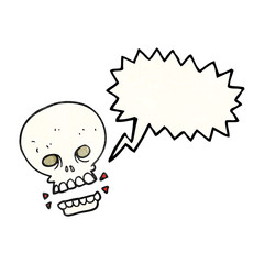 speech bubble textured cartoon scary skull
