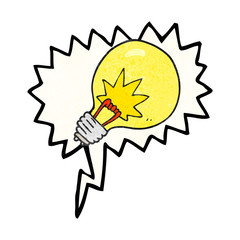 speech bubble textured cartoon light bulb