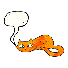 speech bubble textured cartoon cat