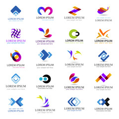 Unusual Logo Set - Vector Illustration