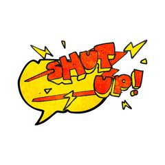 speech bubble textured cartoon shut up! symbol