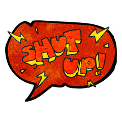 speech bubble textured cartoon shut up! symbol