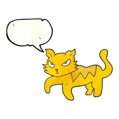 speech bubble textured cartoon cat