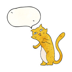 speech bubble textured cartoon cat