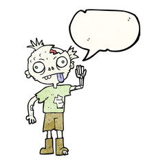 speech bubble textured cartoon zombie
