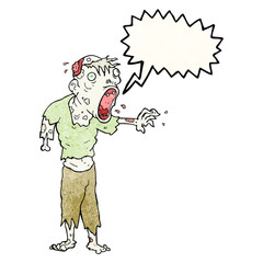 speech bubble textured cartoon zombie