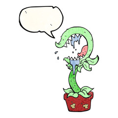 speech bubble textured cartoon carnivorous plant