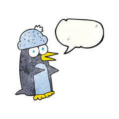 speech bubble textured cartoon penguin