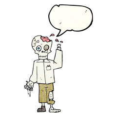speech bubble textured cartoon zombie