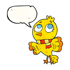 cute speech bubble textured cartoon bird