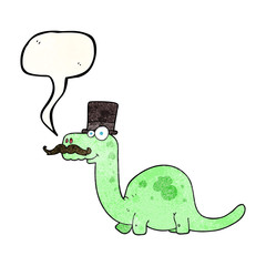 speech bubble textured cartoon posh dinosaur