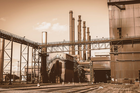 Factory In Steel Industry, UK. Vintage Tone.