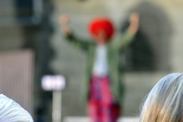 blurry clown on stage