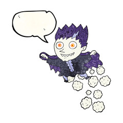speech bubble textured cartoon vampire