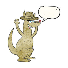 speech bubble textured cartoon kangaroo