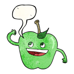 speech bubble textured cartoon apple