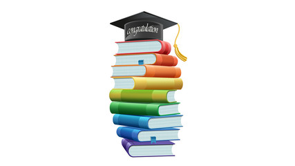 books and scholars cap abstract design