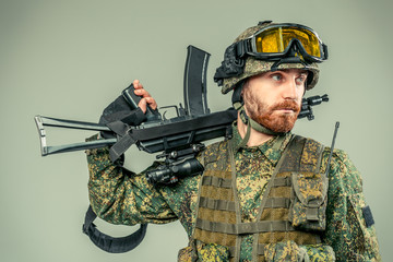 Fototapeta premium Special force soldier with a gun