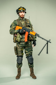 Special force soldier with a rifle