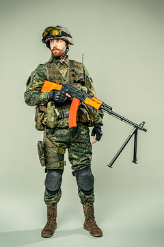 Special force soldier with a gun