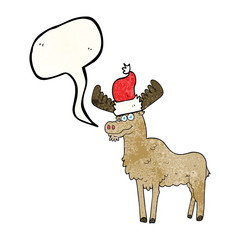 speech bubble textured cartoon christmas moose