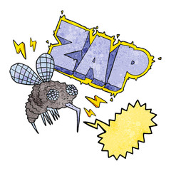 speech bubble textured cartoon fly zapped