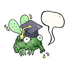 speech bubble textured cartoon fly graduate