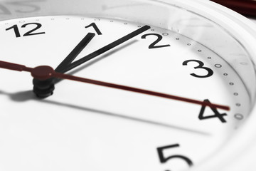 Closeup of hands on clock face.sensitive focus