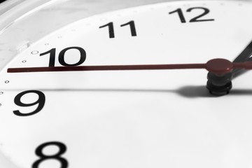 Closeup of hands on clock face.sensitive focus