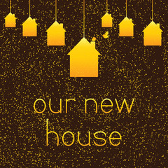 Background with gold colored hanging houses