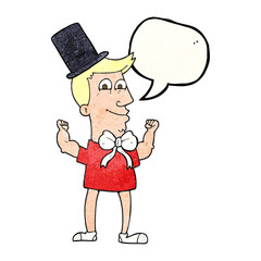 speech bubble textured cartoon celebrating man