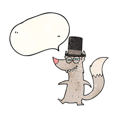 speech bubble textured cartoon little wealthy wolf