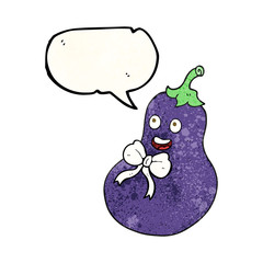 speech bubble textured cartoon eggplant