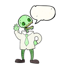 speech bubble textured cartoon zombie businessman
