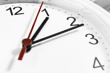 Closeup of hands on clock face.sensitive focus