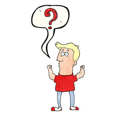 speech bubble textured cartoon man with question