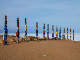 Wooden shaman totems