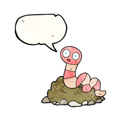 speech bubble textured cartoon earthworm