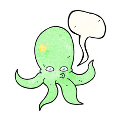 speech bubble textured cartoon octopus