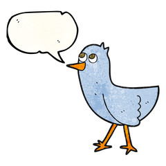 speech bubble textured cartoon bird